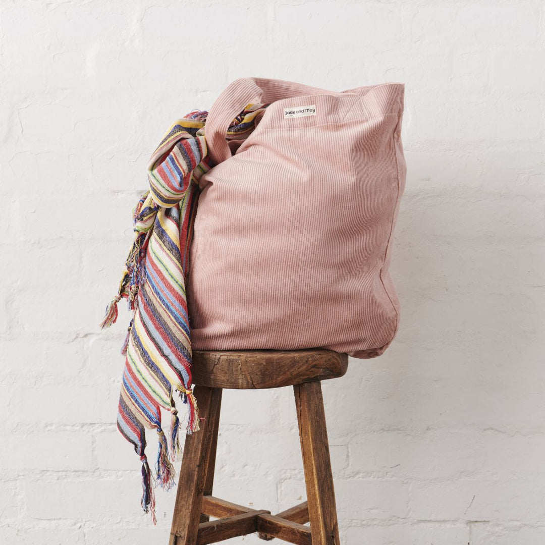 Cord Tote Bag - Pink - Cord Tote Bag
