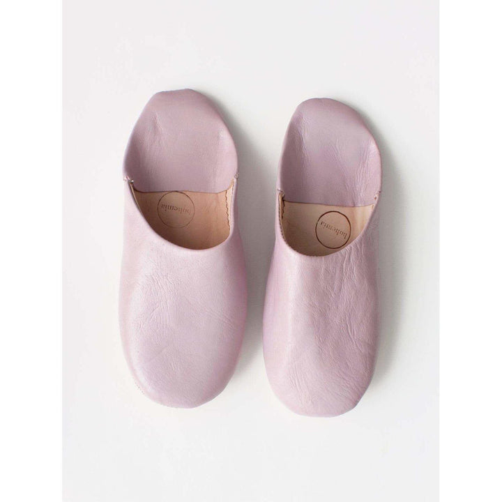 Moroccan Leather Babouche Slippers in Pink - Slippers