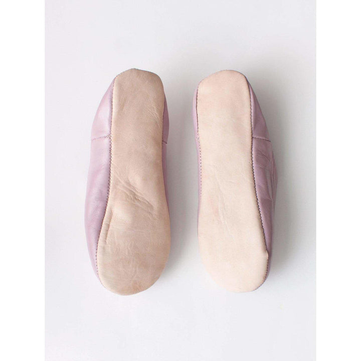 Moroccan Leather Babouche Slippers in Pink - Slippers