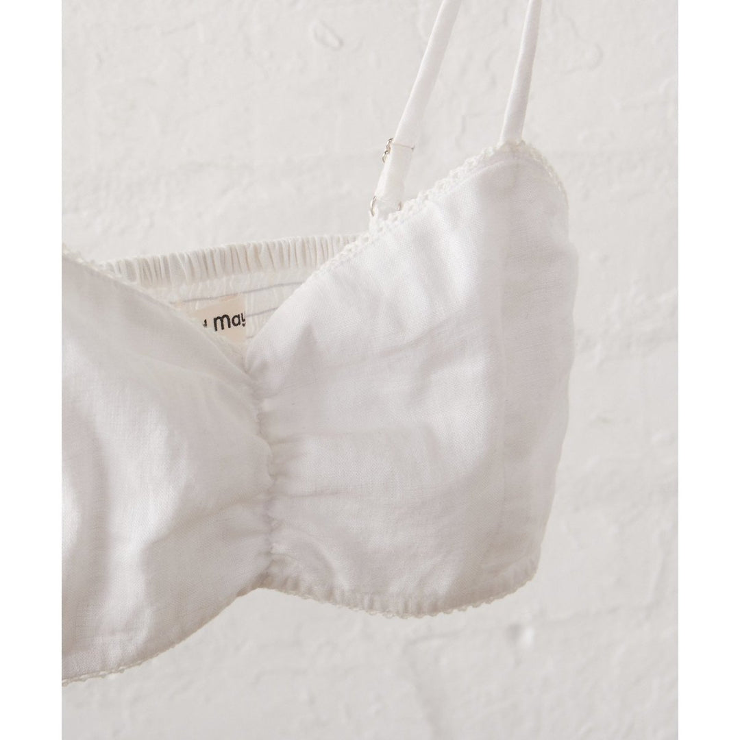 White Bralette - Linen-Jade and May-Bralette- Everyday Essentials
