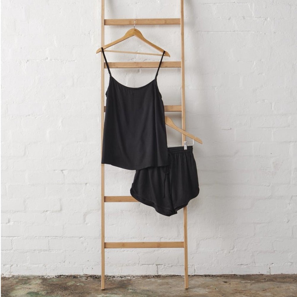 Spotlight On: Black Cami & Short Bamboo Pyjama Set - Jade and May