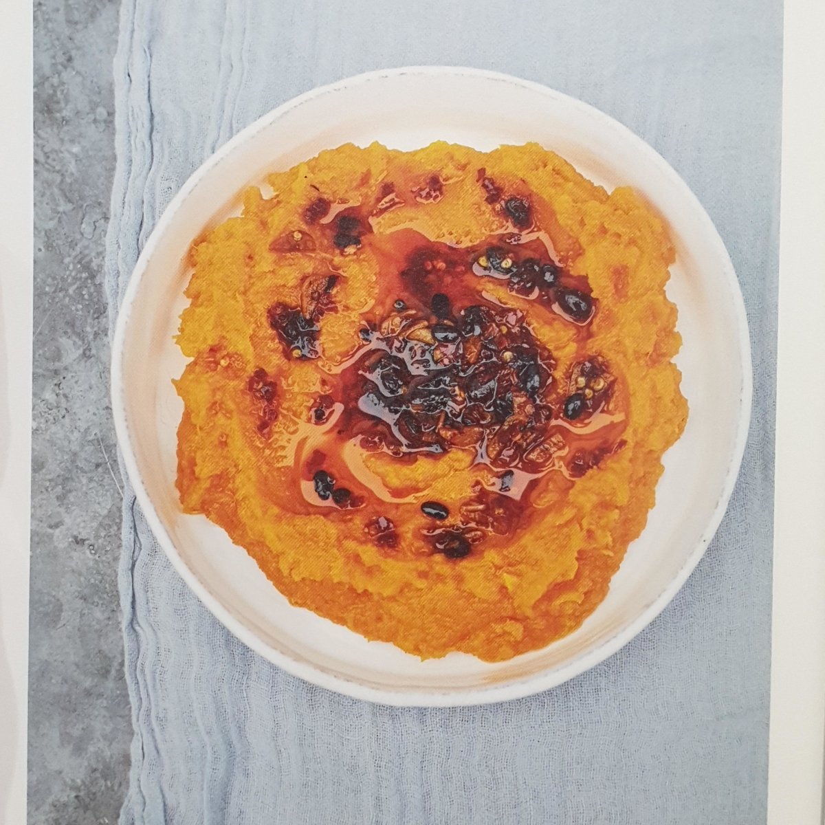 Whole Roast Pumpkin with black bean and chilli oil - Jade and May