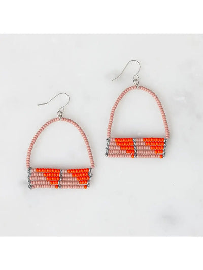 Fair Trade Kenyan Beaded Earrings -Orange-Kenyan Beaded Jewellery-Jewellery-Jade and May