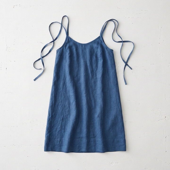 Linen Nightie in Navy | Mid Length