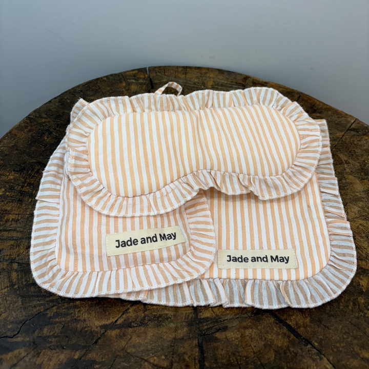 Sleep Mask &amp; Pouch Set in Striped Linen