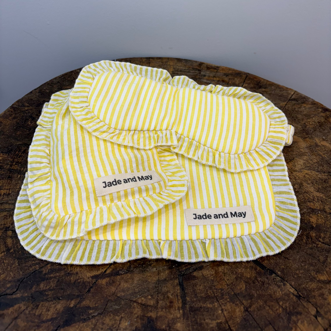 Sleep Mask &amp; Pouch Set in Striped Linen