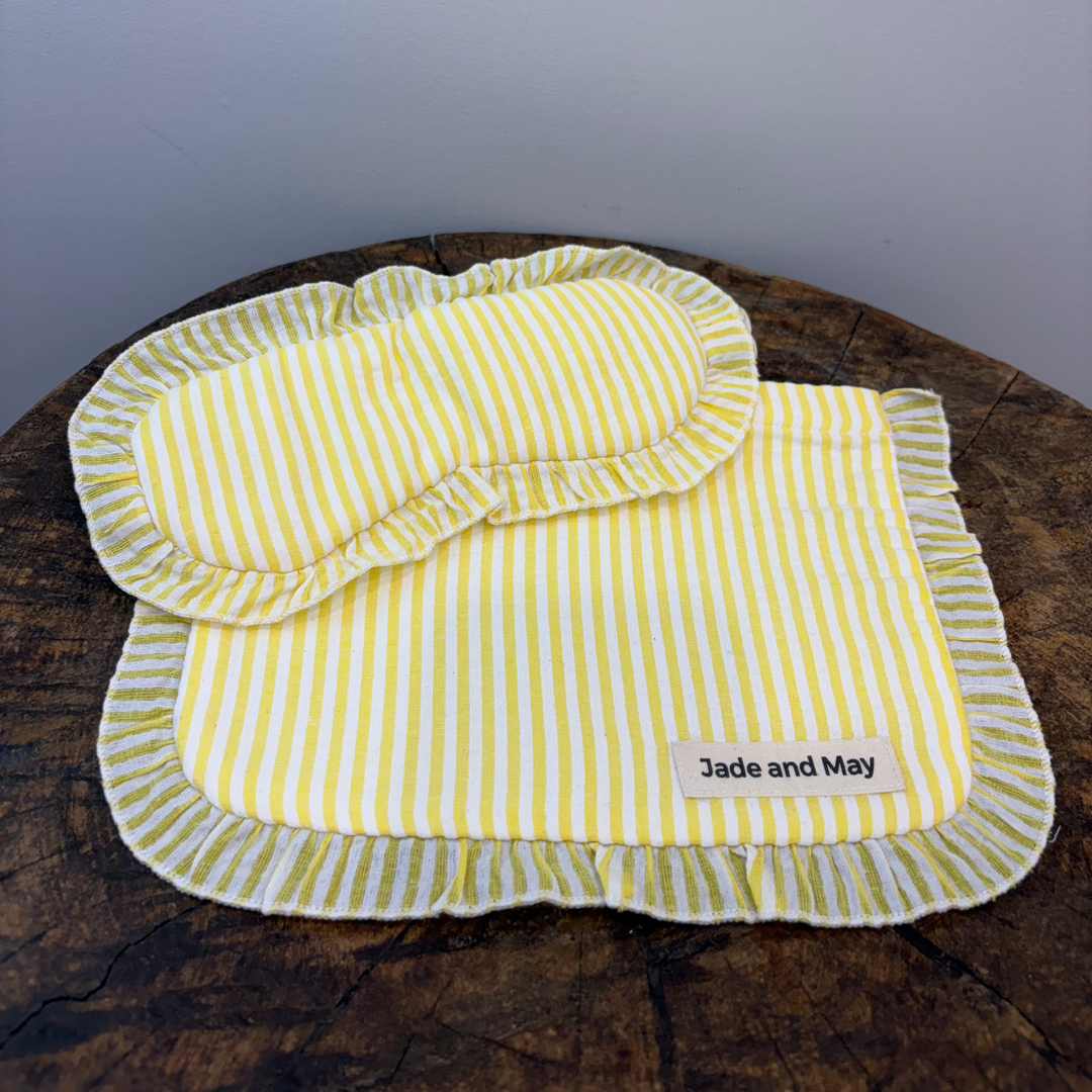 Sleep Mask &amp; Pouch Set in Striped Linen