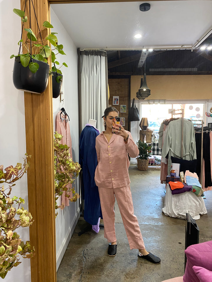 Linen Pyjama Set - Pink