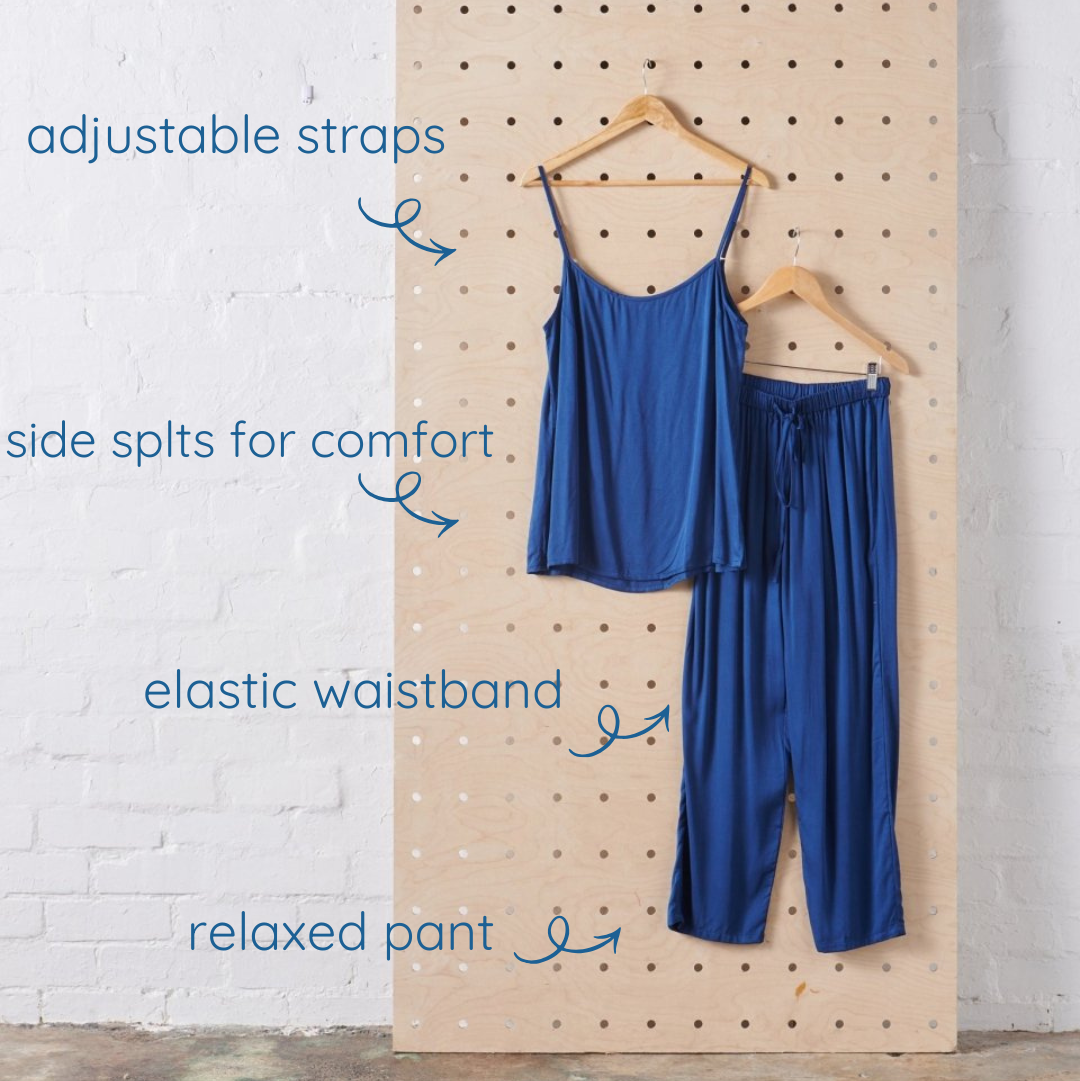 Bamboo Pyjama Set - Cami and Pant in Navy