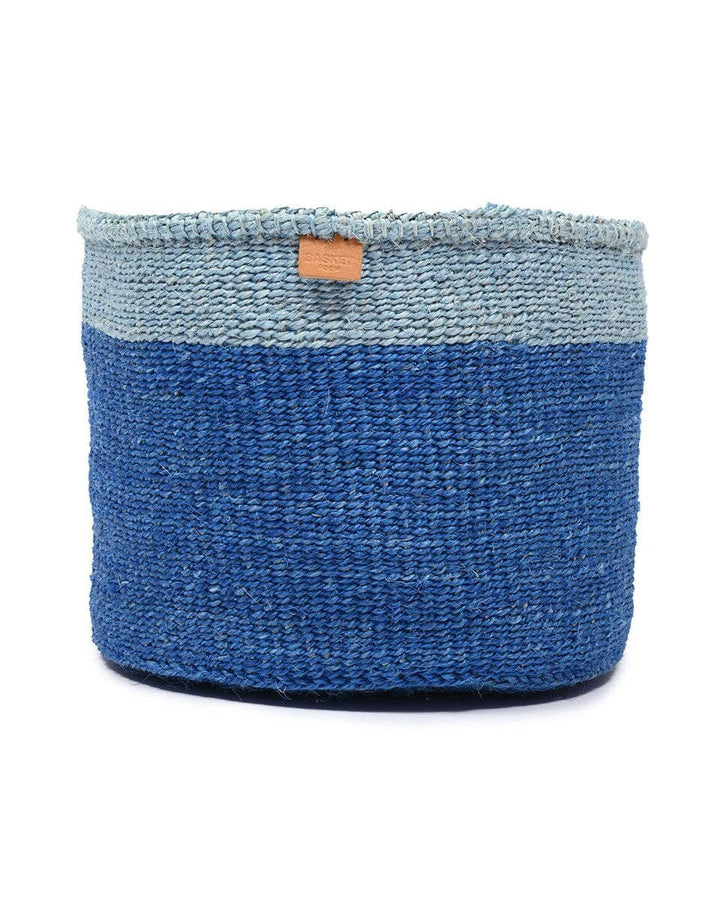 African Basket - Tofauti Two Blue Duo Colour Block Woven Basket - Baskets