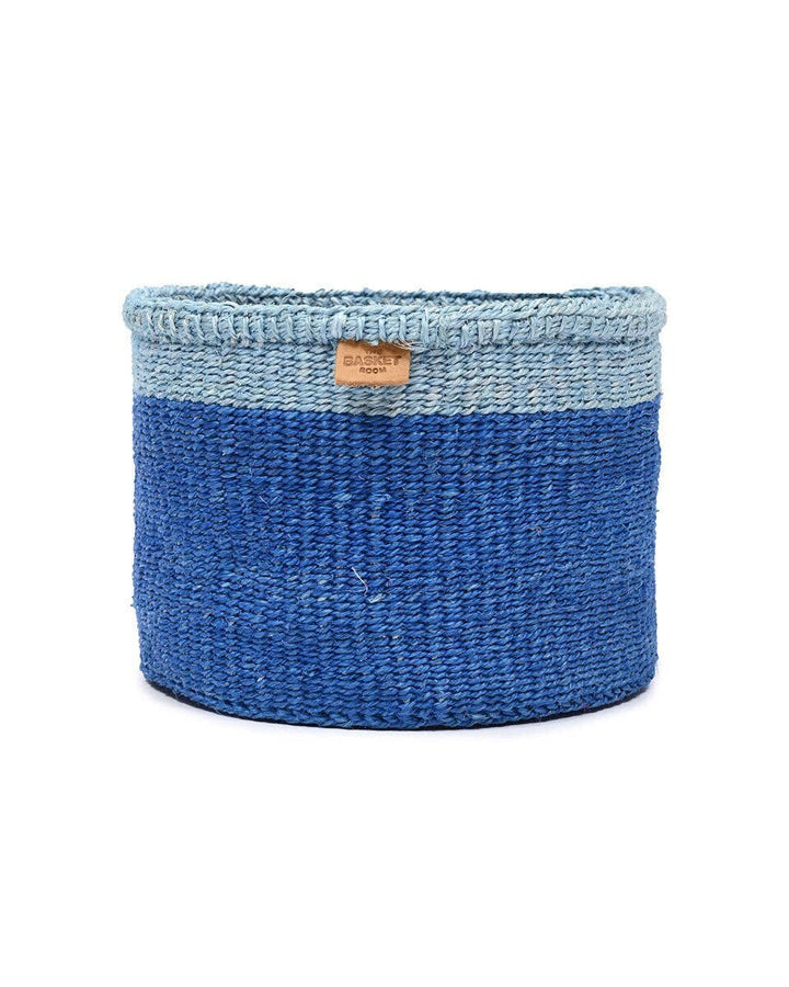 African Basket - Tofauti Two Blue Duo Colour Block Woven Basket - Baskets