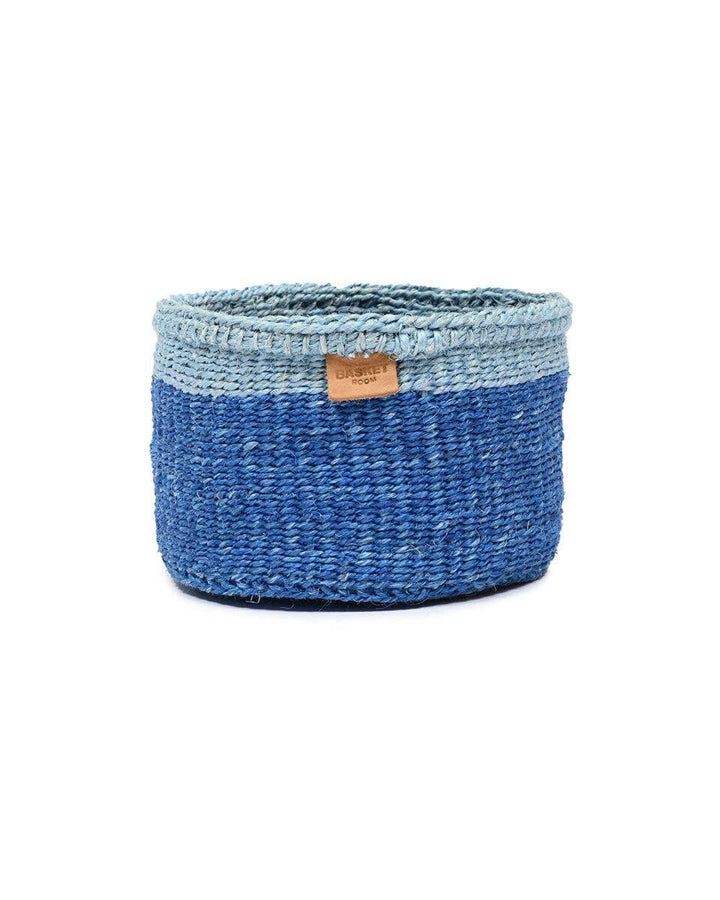 African Basket - Tofauti Two Blue Duo Colour Block Woven Basket - Baskets