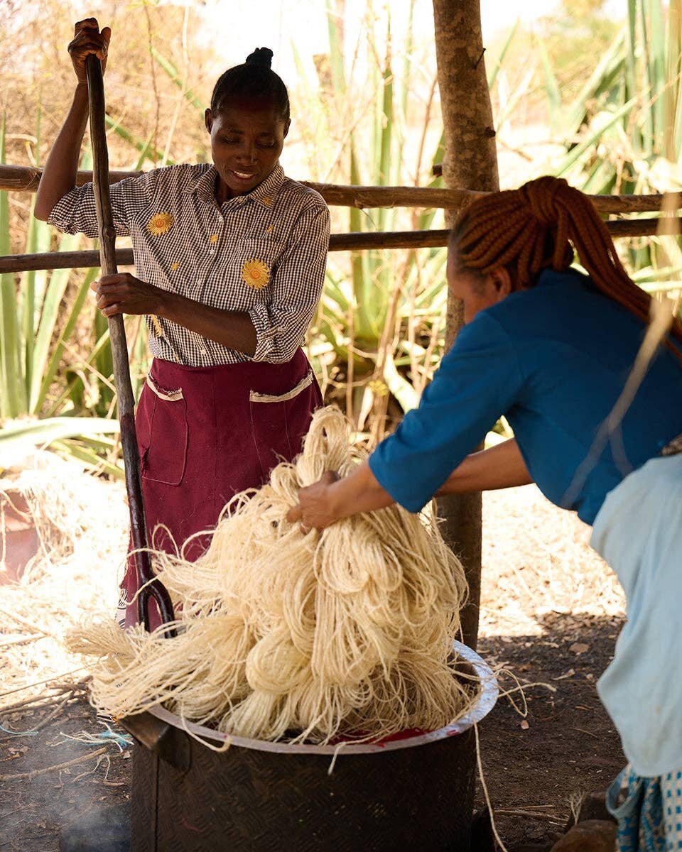 African Basket - Tofauti Two Blue Duo Colour Block Woven Basket - Baskets