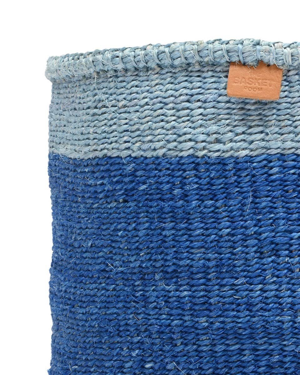 African Basket - Tofauti Two Blue Duo Colour Block Woven Basket - Baskets