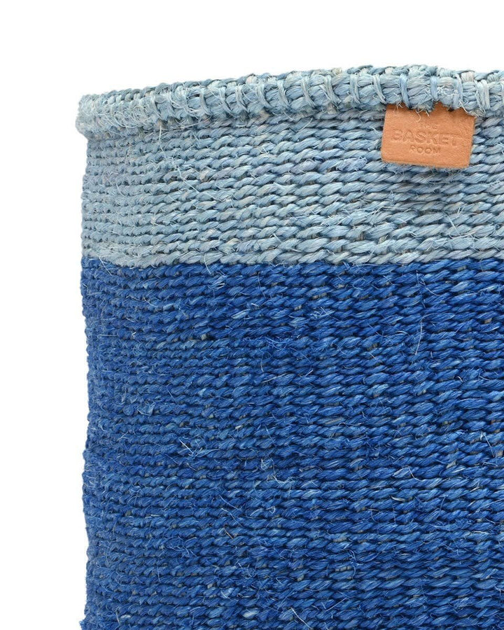 African Basket - Tofauti Two Blue Duo Colour Block Woven Basket - Baskets
