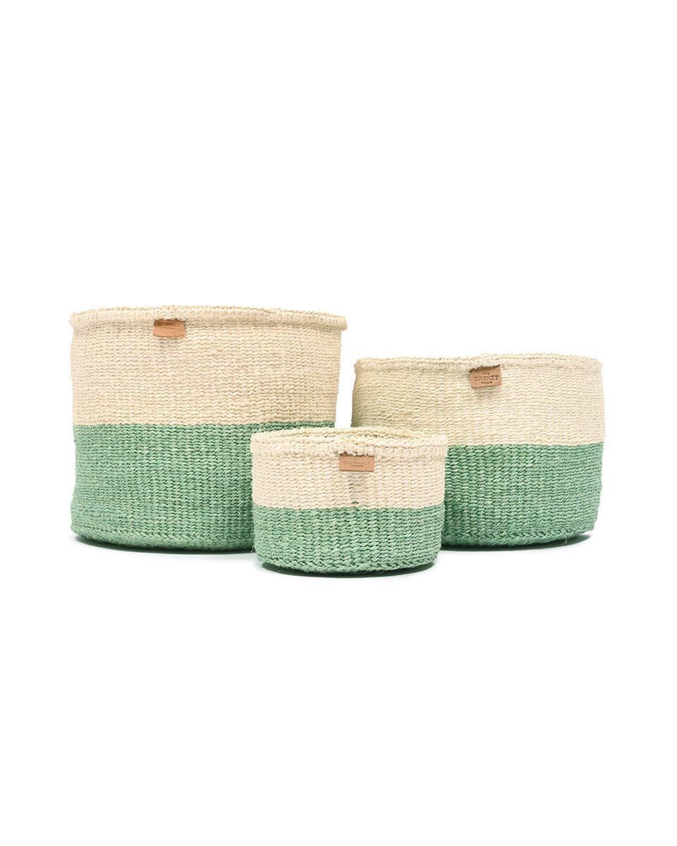 African Basket - Wilaya Green Woven Basket - Baskets