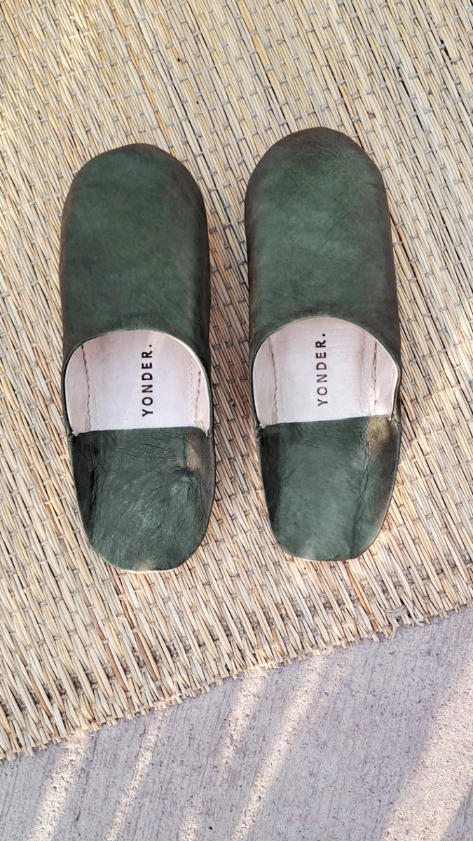 Babouche Moroccan Slippers - Olive - Slippers