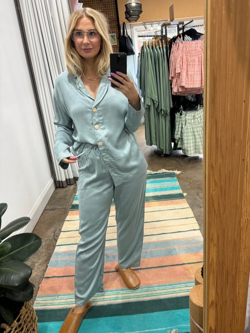 Bamboo Pyjama: Classic Set in Eucalyptus - Pyjamas