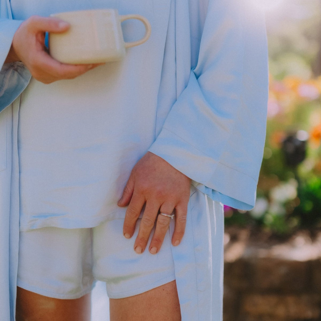 Bamboo Pyjama Set - Cami and Shorts in Baby Blue - Pyjamas