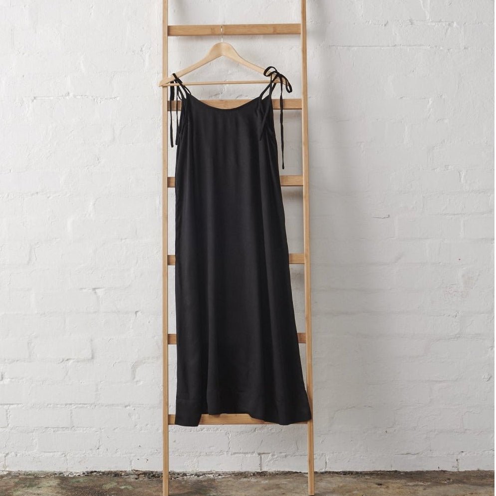 Bamboo Sleepwear Bundle - Black Bamboo Bathrobe in Long Length &amp; Slip-Bundles-Jade and May Sleepwear