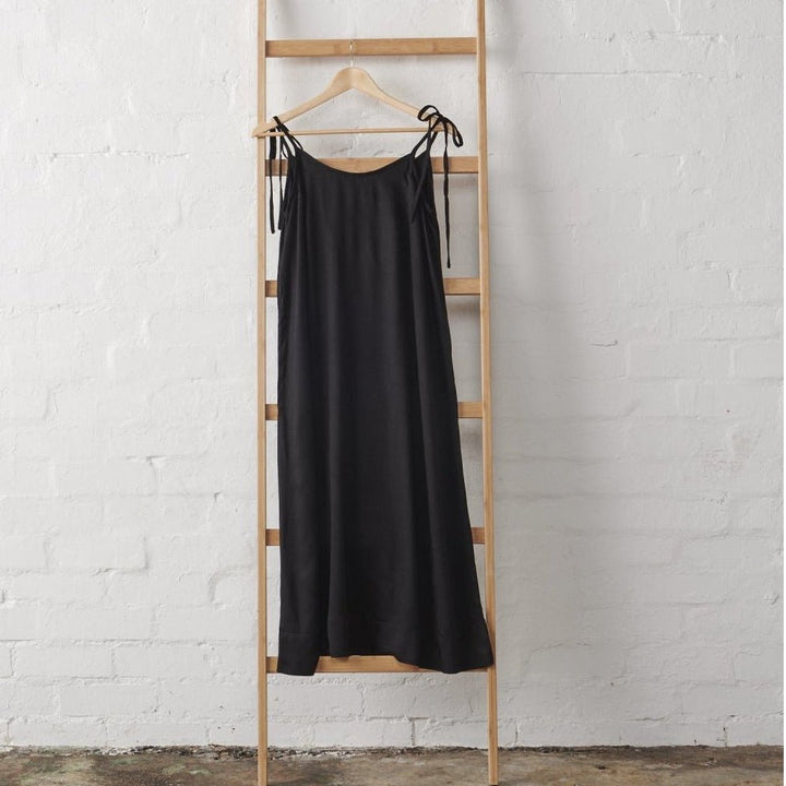 Bamboo Sleepwear Bundle - Black Bamboo Bathrobe in Long Length &amp; Slip-Bundles-Jade and May Sleepwear