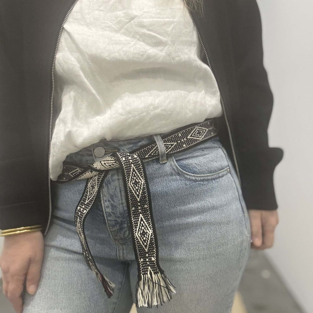 Bands of L.A Black & Natural Print Woven Belt - Belt