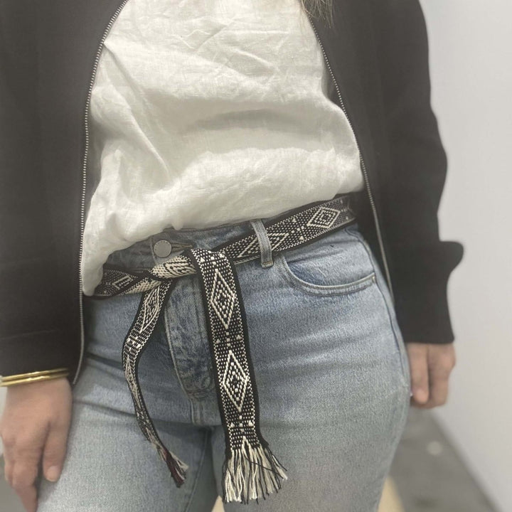 Bands of L.A Black & Natural Print Woven Belt - Belt