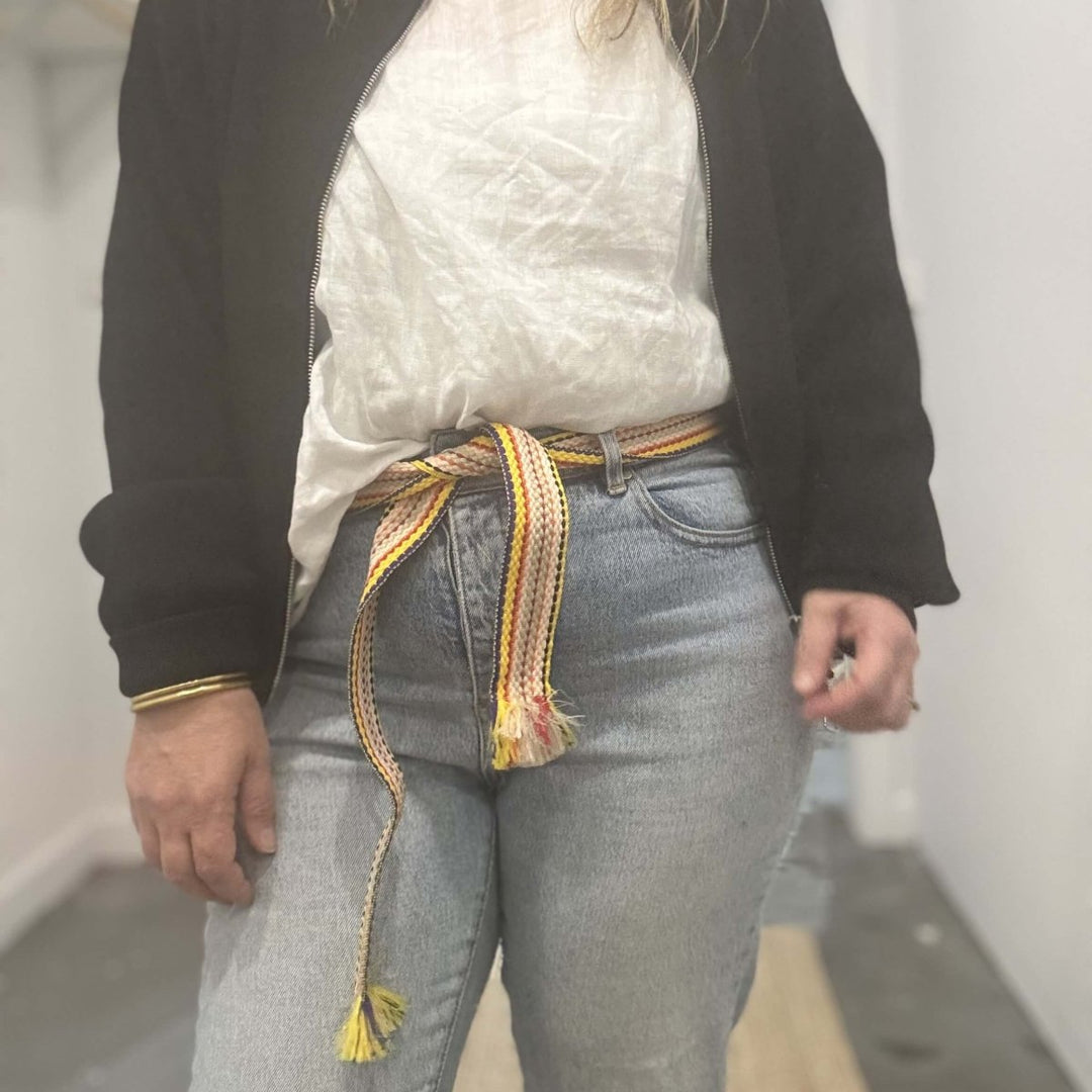 Bands of L.A Multi Weave Yellow Mix Woven Belt - Belt