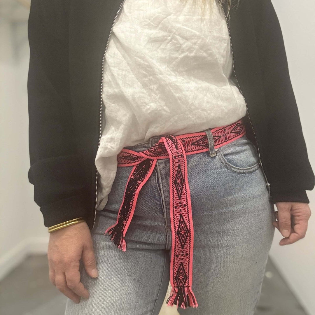 Bands of L.A Pink Neon & Black Print Woven Belt - Belt