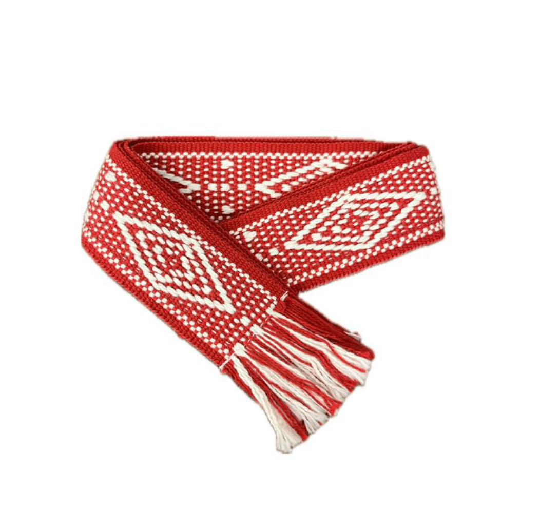 Bands of L.A Red & Natural Print Woven Belt - Belt