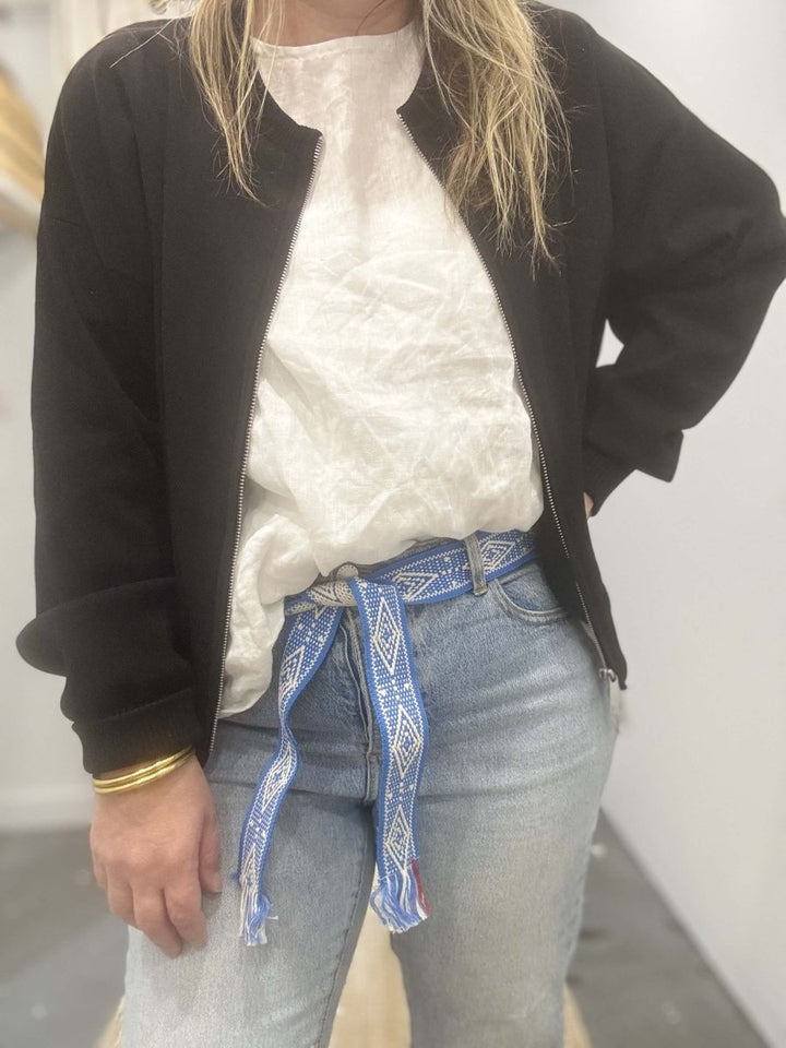 Bands of L.A Sky Blue & Natural Print Woven Belt - Belt