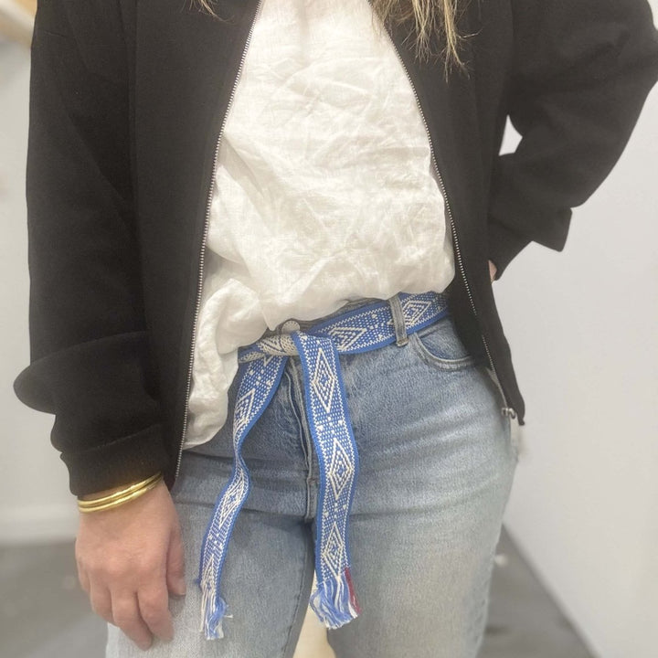 Bands of L.A Sky Blue & Natural Print Woven Belt - Belt