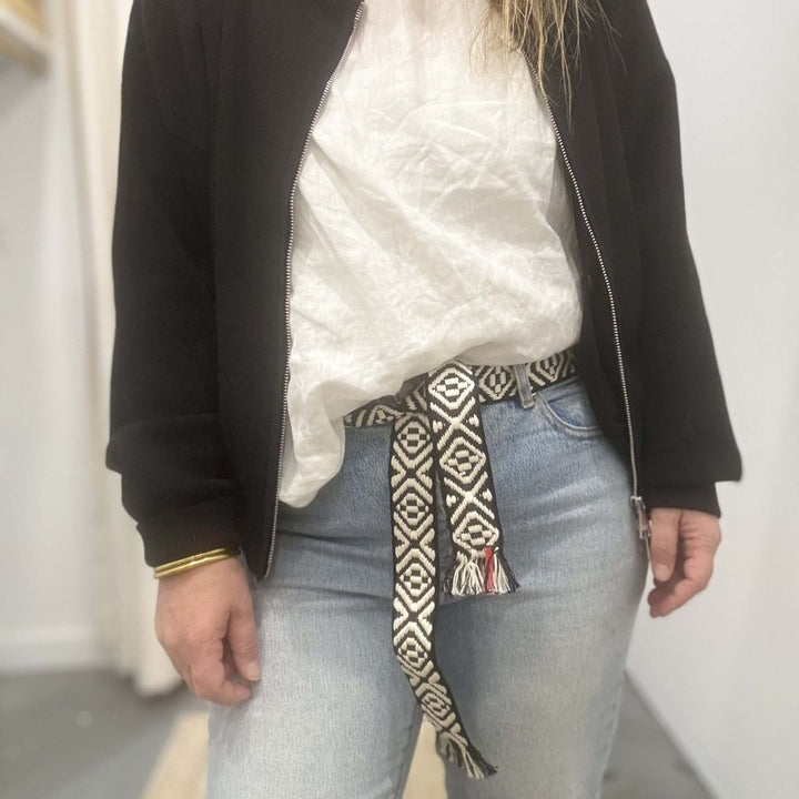 Bands of L.A XXX Black & Natural Woven Belt - Belt