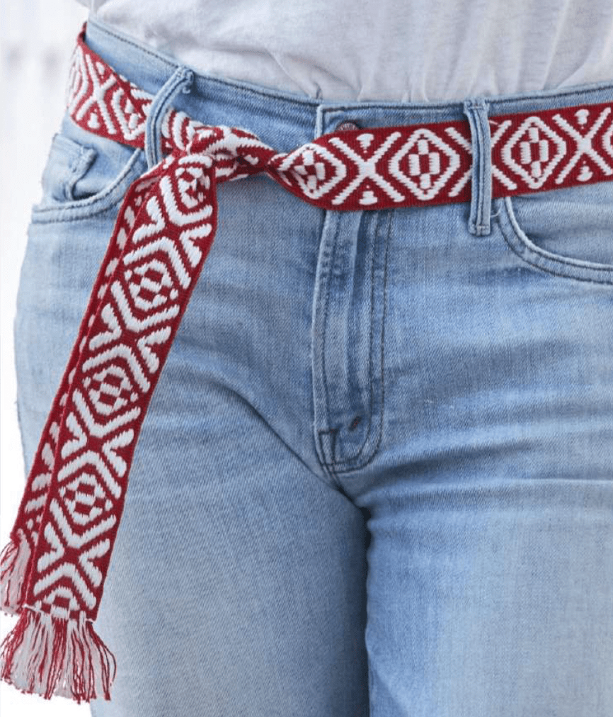 Bands of L.A XXX Burgundy & Light Grey Woven Belt - Belt