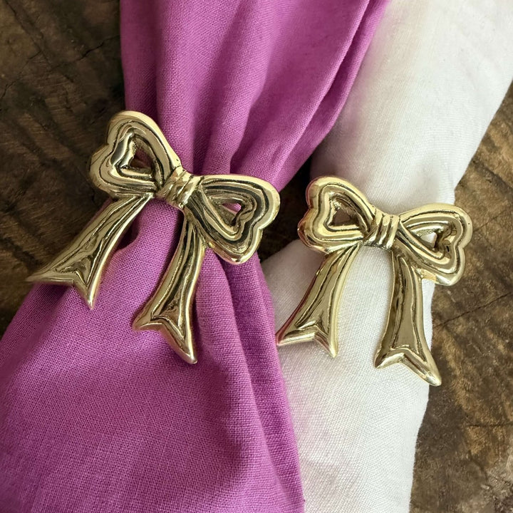 Brass Napkin Ring Bow - Set of 2 - Tableware - Jade and May