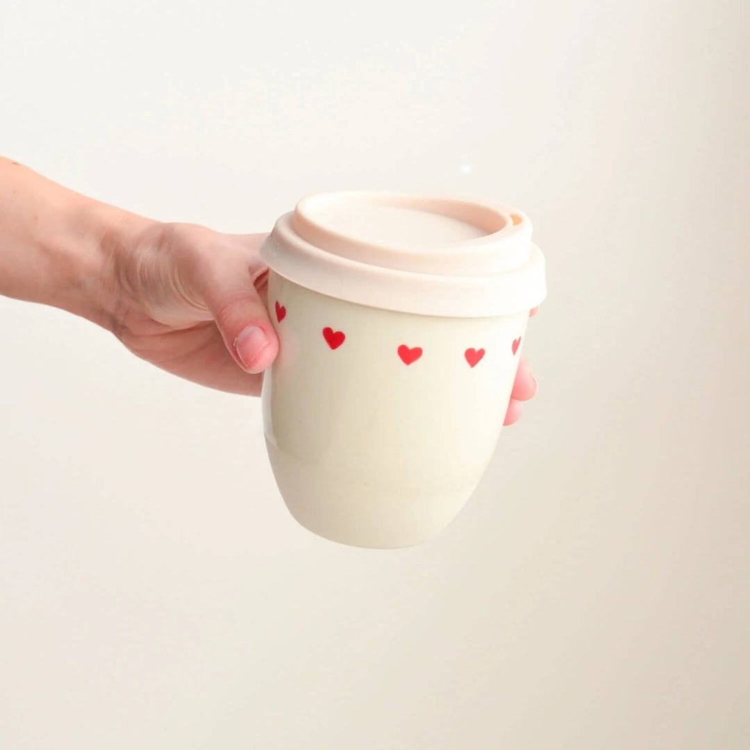 Ceramic Keep Cup - Love Heart | Kim Wallace Ceramics X Studio Partridge - Reusable Coffee Cup - KIm Wallace Ceramics