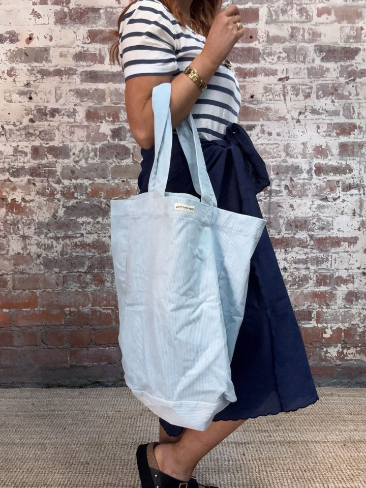 Cord Tote Bag in Baby Blue | For Everyday - Cord Tote Bag