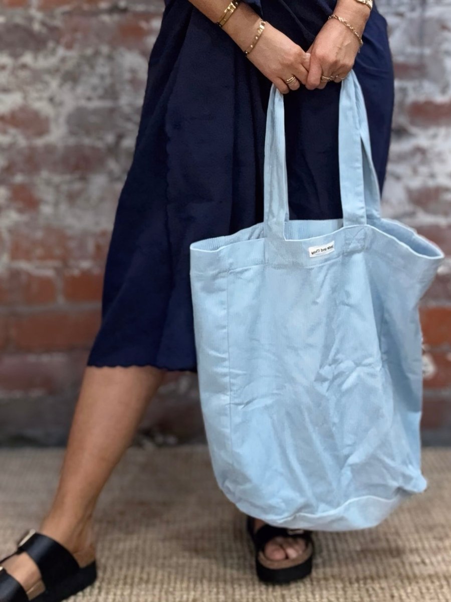 Cord Tote Bag in Baby Blue | For Everyday - Cord Tote Bag