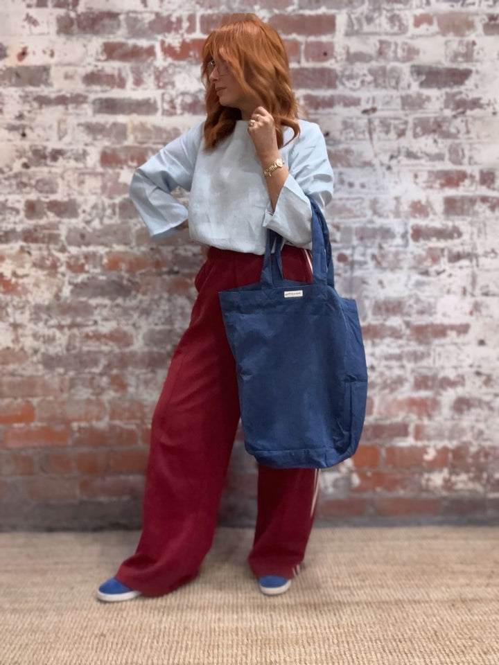 Cord Tote Bag in Blue for Everyday - Tote Bag