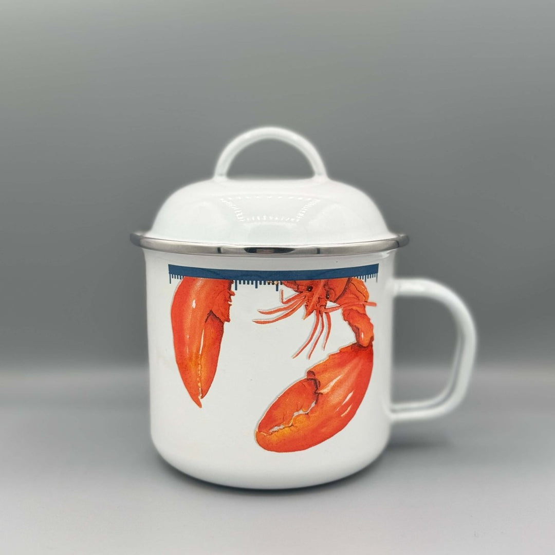 Enamel Soup Mugs with Lid - Lobster - Enamel