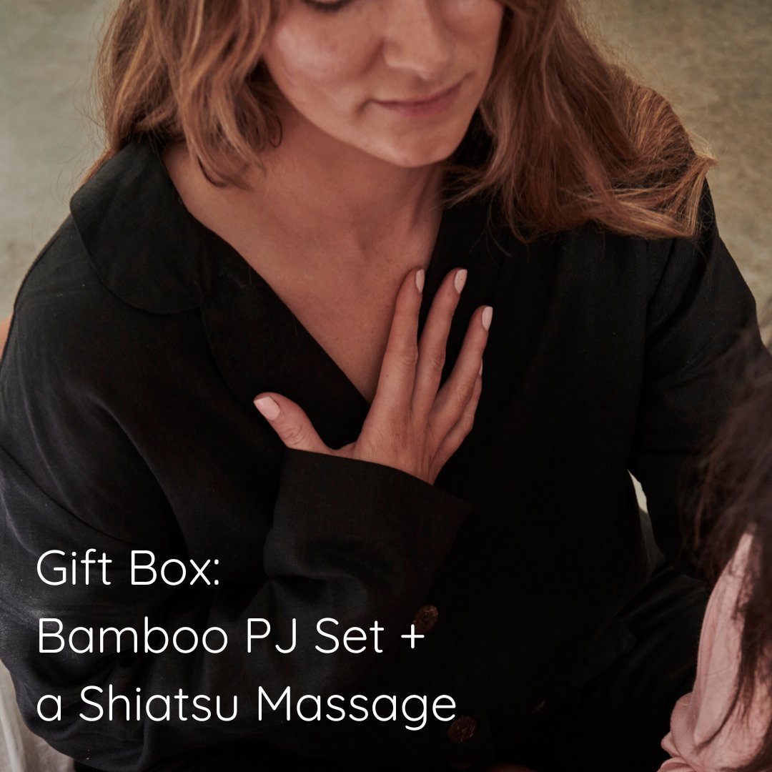 Gift Box - Black Bamboo PJs + Studio Machiya Shiatsu Treatment-Studio Machiya-Gift Box-Jade and May