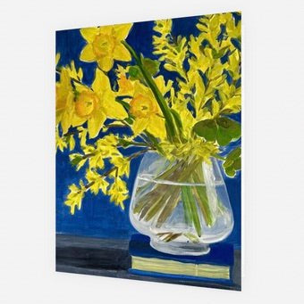 Greeting Card - Daffodils and Blue Book | Australian Artist - Greeting Card