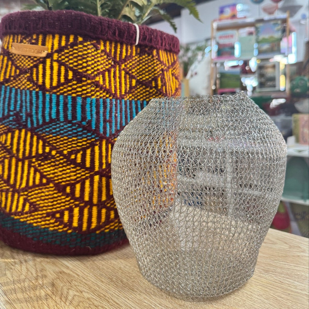 Hand Crochet Wire Basket or Vase - Baskets - Jade and May Homewares