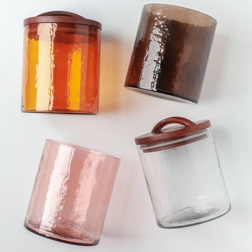 Handblown Hammered Glass Canisters by Creative Women Australia - Glassware