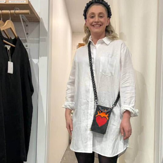 Jesse - Quins - Black Flame Hearts Fuse Bead Bags | Geelong Artist - Hair Accessories