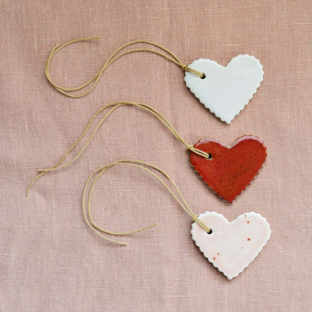Kim Wallace Ceramics - Ceramic Love Heart Ornaments or Gift Tags - Reusable Coffee Cup - KIm Wallace Ceramics
