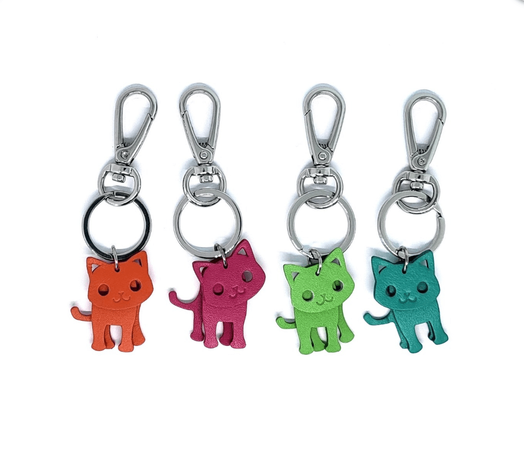 Leather Cat Key Rings/ Bag Charms by Tiger Tree - Jewellery