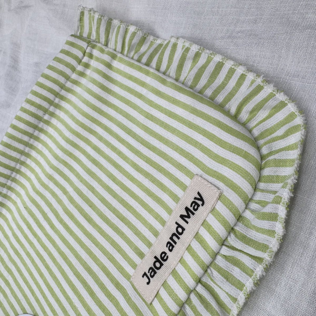Linen Cosmetic Pouch in Stripe with Frill - Cosmetic & Toiletry Bags - Jade and May Accessories