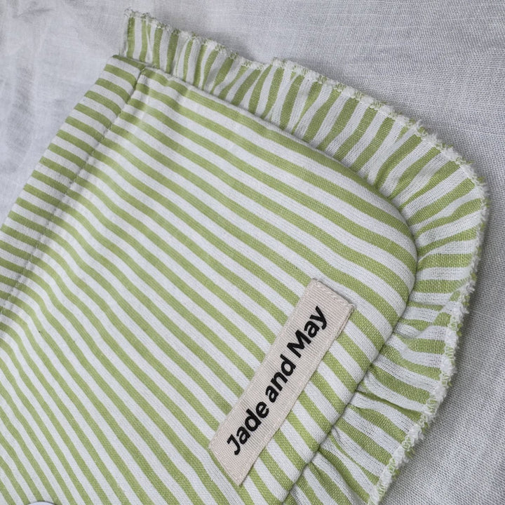 Linen Cosmetic Pouch in Stripe with Frill - Cosmetic & Toiletry Bags - Jade and May Accessories