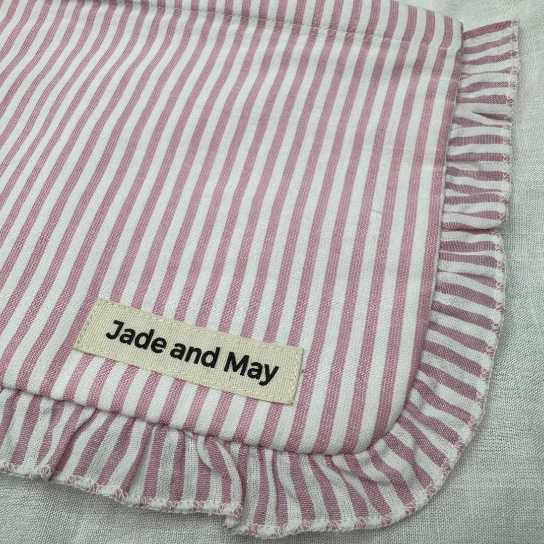Linen Cosmetic Pouch in Stripe with Frill - Cosmetic & Toiletry Bags - Jade and May Accessories